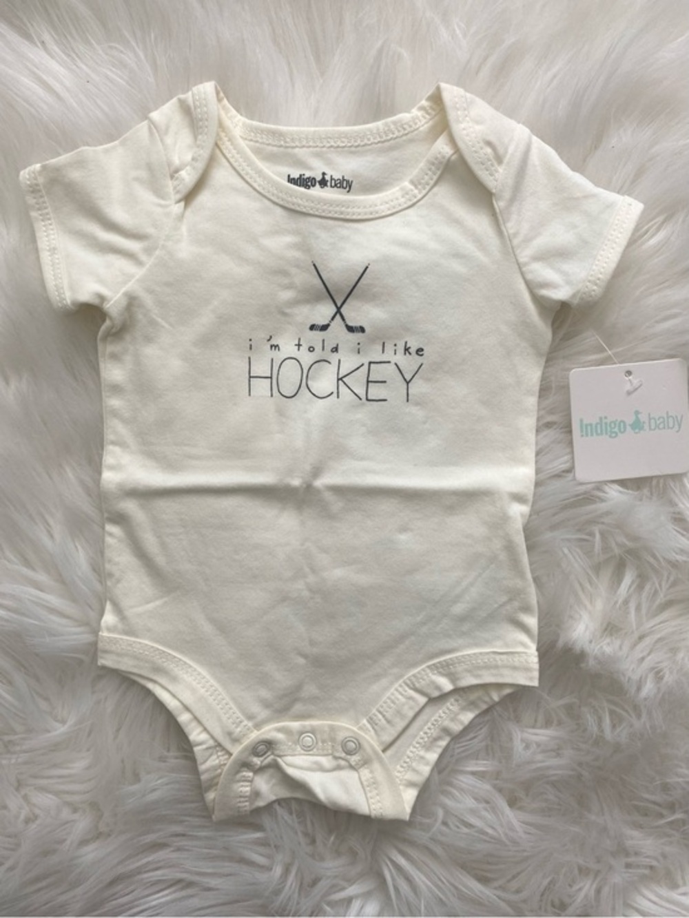 Indigo Baby Cotton Cream Short Sleeve Onesie 3-6 Months
